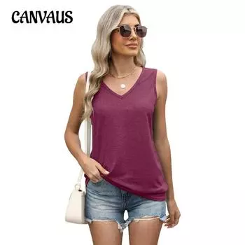 Женская весна и лето, новый однотонный жилет с V-образным вырезом, свободная футболка без рукавов, повседневные топы S белый
