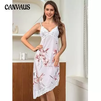 Женская весна и лето сексуальная бретелька через шею кружево сращивание Ice Cool средней длины домашняя одежда ночные рубашки пижамы ночные рубашки M светло-серый