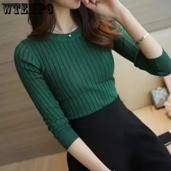 Женская весна и осень Внутри полувысокий воротник нижняя часть рубашки тонкий универсальный вязаный свитер L белый