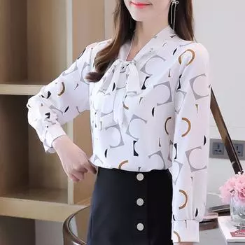 Женская весна-лето дышащая принтованная длинная рукава большого размера винтажная длинная рукава 4XL