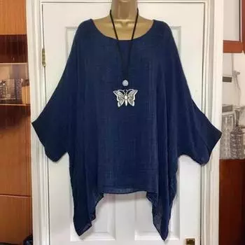 Женская весна-лето с воротником и половиной рукавом, цветная свободная футболка, однотонная футболка с круглым вырезом, неровный подол L красный