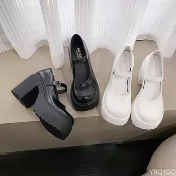 Женская весна осень новые кожаные туфли модная универсальная обувь hotgirl single винтажные туфли Mary Jane туфли повседневные женские туфли на высоком каблуке 34 бежевый