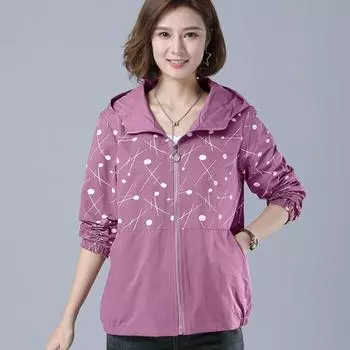 Женская ветровка однослойная осенняя куртка свободная большого размера модная универсальная куртка с капюшоном для мам XXXXXL чёрный