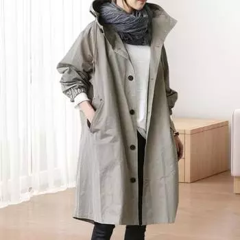 Женская ветровка с капюшоном, застегивающаяся на пуговицы, свободное однотонное пальто с длинными рукавами, длиной до колена, с карманами, ветрозащитная женская куртка с узкой талией S хаки