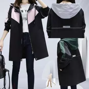 Женская ветровка свободного покроя с подкладкой, весна-осень, повседневная, темпераментная, на молнии, с капюшоном, женские спортивные пальто S серый