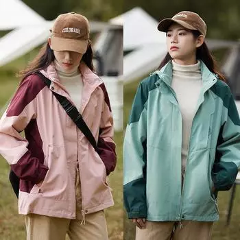 Женская ветровка в цвете Длинная ветровка Пальто Ветровка с капюшоном Легкие плащи Путешествия Ретро Куртка Женская M чёрный
