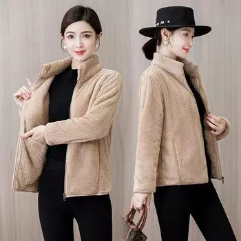 Женская ветрозащитная куртка для активного отдыха, зимняя теплая куртка с воротником-стойкой, плюшевая куртка больших размеров для повседневного ношения 4XL