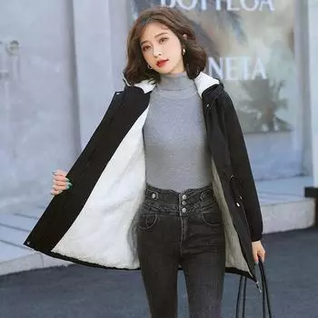 Женская ветрозащитная теплая куртка с капюшоном, зимняя куртка больших размеров с подкладкой 3XL