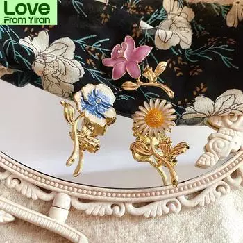 Женская винтажная эмалевая цветочная картина брошь модные значки с изображением растений и ромашек элегантные высококачественные аксессуары для костюмов и одежды булавки