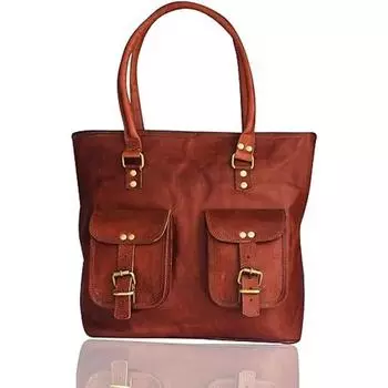 Женская винтажная большая сумка на плечо из натуральной коричневой кожи размером 12 на 16 дюймов, кошелек ручной работы 12 x 16 x 5 in коричневый