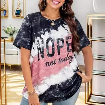 Женская винтажная градиентная плиссированная 3D футболка с коротким рукавом из искусственного хлопка, повседневный пуловер больших размеров, базовый топ S