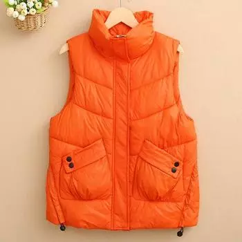 Женская винтажная хлопковая куртка без рукавов, свободного кроя и воротника-стойки, подходит для верхней одежды L красный