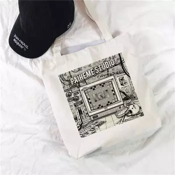 Женская винтажная холщовая сумка-тоут, большая вместительная сумка с простым принтом, повседневная сумка для покупок на одно плечо, экологически чистая Sweet B 24*26cm