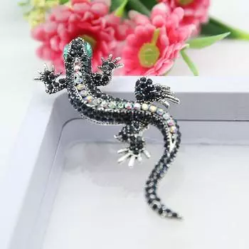 Женская винтажная индивидуальная ящерица, милая брошь в виде геккона, креативная эмаль, стразы, ювелирные аксессуары One size синий