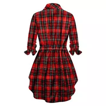 Женская винтажная клетчатая рубашка на молнии с длинным рукавом средней длины XXL красный
