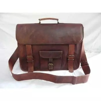Женская винтажная коричневая кожаная сумка через плечо, сумка для ноутбука, портфель 15 in коричневый