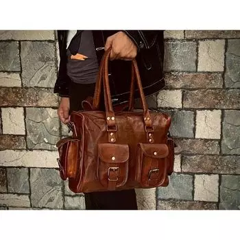 Женская винтажная кожаная сумка-мессенджер коричневого цвета через плечо через плечо 14 x 12 x 5 in коричневый