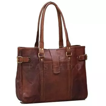Женская винтажная кожаная сумка-тоут ручной работы, повседневная сумка через плечо для ноутбука 12 X 16 X 4 коричневый