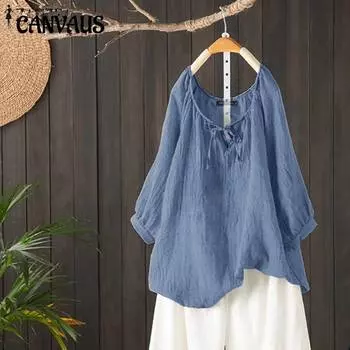 Женская винтажная летняя рубашка больших размеров с однотонным верхом и вырезом, повседневная рубашка S розовый