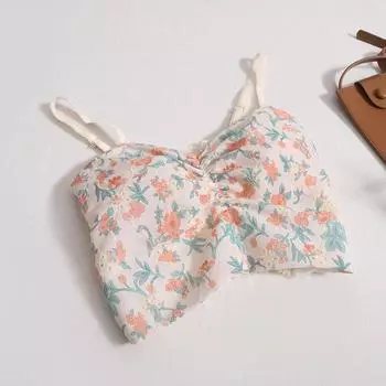 Женская винтажная милая майка с подкладкой для бюстгальтера, вязаная майка с открытой спиной, летняя плиссированная для женщин one size