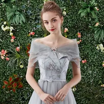 Женская винтажная многослойная марлевая шаль с оборками на плечах, свадебное платье, прикрытие с открытыми плечами и оборками One size серый