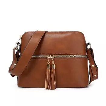 Женская винтажная модная сумка из искусственной кожи, женская сумка через плечо большой вместимости с подвеской с кисточкой