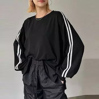 Женская винтажная полосатая толстовка с длинными рукавами, теплый свободный свитер, контрастные цвета, мешковатая уличная футболка S чёрный