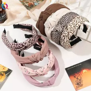 Женская винтажная повязка для волос, женская эластичная повязка для волос с узлом, широкая повязка на голову с витой тканью, тюрбан, вязаные повязки на голову