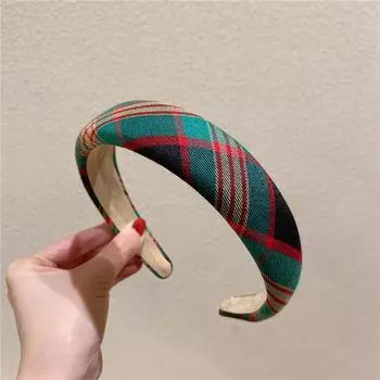 Женская винтажная повязка на голову из клетчатой ткани 3 см, повязка для волос для девочек с мягкой подкладкой, ретро клетчатый обруч для волос, аксессуары