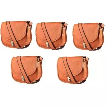 Женская винтажная повседневная сумка через плечо из натуральной козьей кожи на слинге. {Упаковка из 5 шт.} 11 x 9 x 3 in коричневый