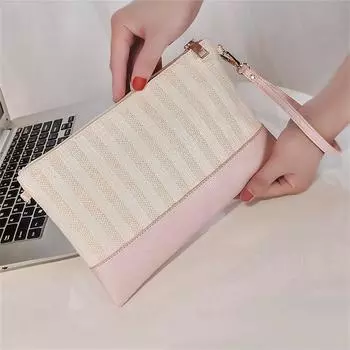 Женская винтажная соломенная сумка, повседневная сумка через плечо из ткани дикой природы для отпуска розовый