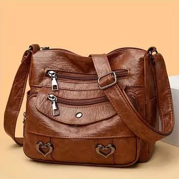 Женская винтажная сумка через плечо Hobo, сумка через плечо Love Decor, однотонная сумка через плечо