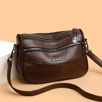 Женская винтажная сумка через плечо из чистого полиуретана, большая вместимость, легкий регулируемый ремень, несколько карманов для повседневных поездок на работу и обратно