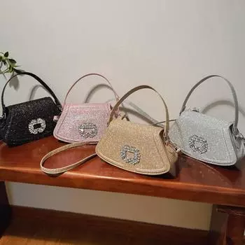 Женская винтажная сумка через плечо из искусственной кожи с пайетками Y2K, модная сумка с цветочным декором для отдыха на открытом воздухе для женщин, подарки на день рождения 22x6x13cm розовый