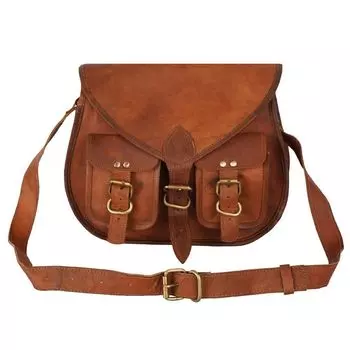 Женская винтажная сумка через плечо из натуральной кожи ручной работы, кошелек 10 на 13 дюймов 10 X 13 X 4 in коричневый