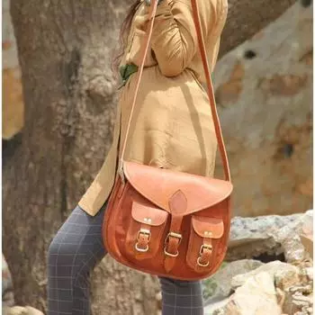 Женская винтажная сумка через плечо из натуральной коричневой кожи, новинка 10 x 13 x 4 in