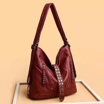 Женская винтажная сумка через плечо из высококачественной мягкой искусственной кожи, женские роскошные сумки через плечо, модные брендовые сумки большой емкости