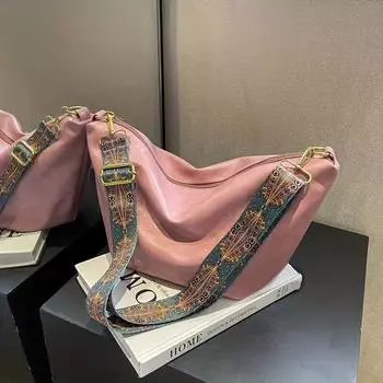 Женская винтажная сумка через плечо, простая сумка на молнии, сумка-хобо для шопинга розовый