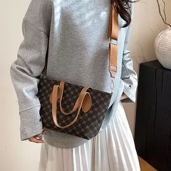 Женская винтажная сумка через плечо с геометрическим принтом, легкая сумка из искусственной кожи со съемным ремешком и молнией для повседневного использования, сумка через плечо