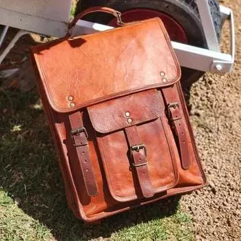 Женская винтажная сумка из козьей кожи коричневого цвета через плечо 10 x 13 x 4 in коричневый