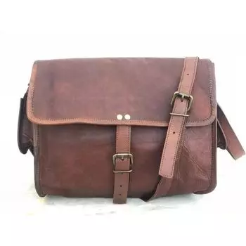 Женская винтажная сумка-кошелек из натуральной козьей кожи ручной работы 13 x 10 x 4 in коричневый