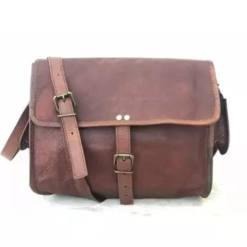 Женская винтажная сумка-кошелек из натуральной козьей кожи ручной работы 10 x 13 x 4 in коричневый