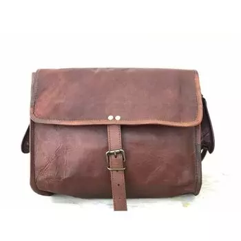 Женская винтажная сумка-кошелек из натуральной козьей кожи ручной работы 13 x 10 x 4 in коричневый