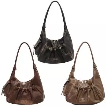 Женская винтажная сумка под мышками на молнии, модная сумка-тоут, женская уличная сумка чёрный