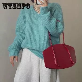 Женская винтажная сумка подмышки, однотонная универсальная сумка на одно плечо, женская креативная элегантная сумка 22.5*37*13cm красный