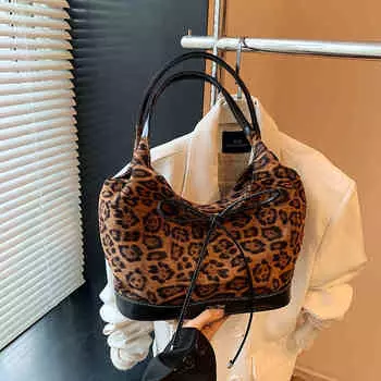 Женская винтажная сумка подмышкой с леопардовым принтом, новые универсальные сумки через плечо большой вместимости для поездок на работу, осенние сумки для женщин