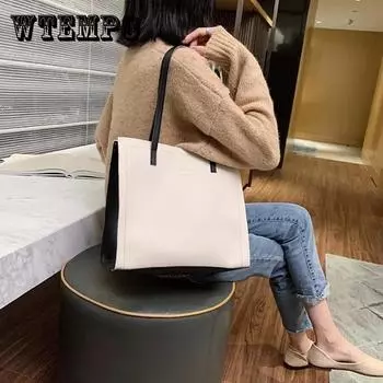 Женская винтажная сумка с ручкой, повседневные однотонные сумки, женские сумки на плечо большой вместимости, сумки с верхней ручкой дубильная кора