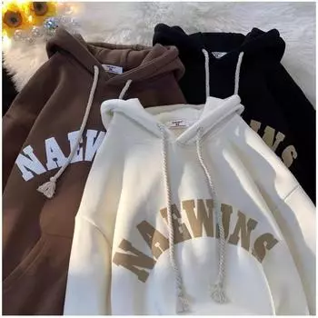 Женская винтажная толстовка Niche весна-осень, тяжелая куртка с капюшоном, длинный рукав M чёрный