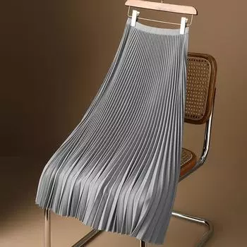 Женская винтажная юбка-миди с широким эластичным поясом и высокой талией, плиссированная юбка трапециевидной формы, однотонная гладкая атласная длинная юбка XXXXL белый