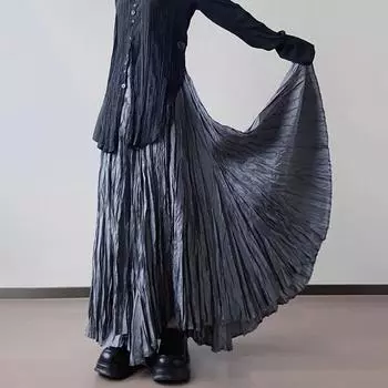 Женская винтажная юбка Y2k, один размер, темная плиссированная юбка большого размера Yamamoto, нерегулярная юбка